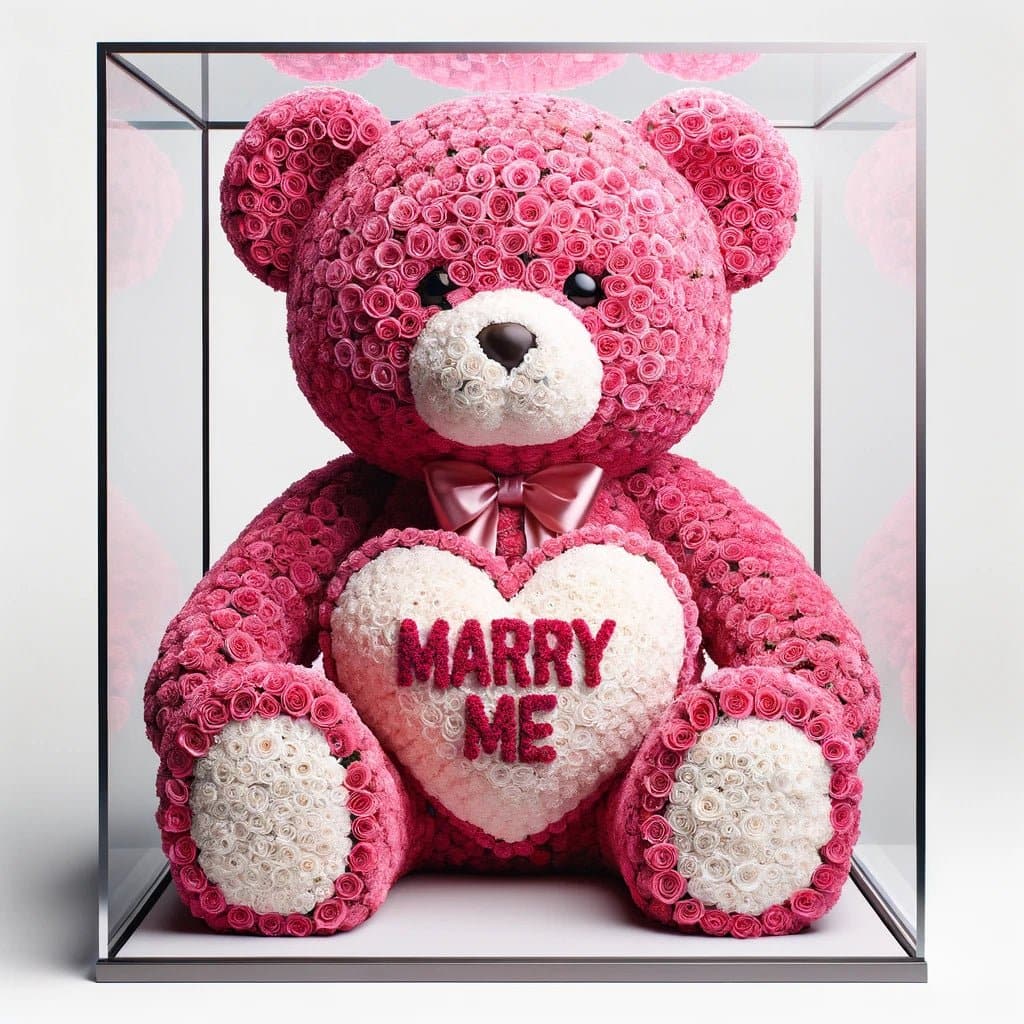 Pink Marry Me Heart Proposal Rose Bear Imaginary Worlds