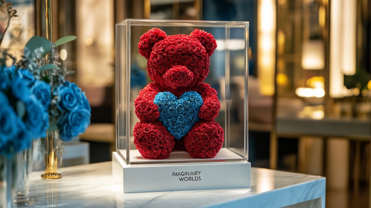 Preserved Rose Bear with Heart Collection - Imaginary Worlds