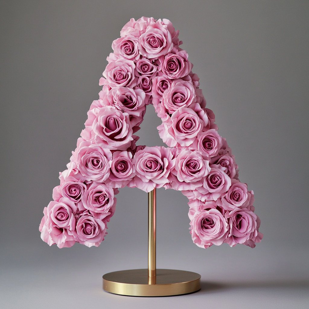 Aphrodite Pink Rose Letter A Lamp - Imaginary Worlds