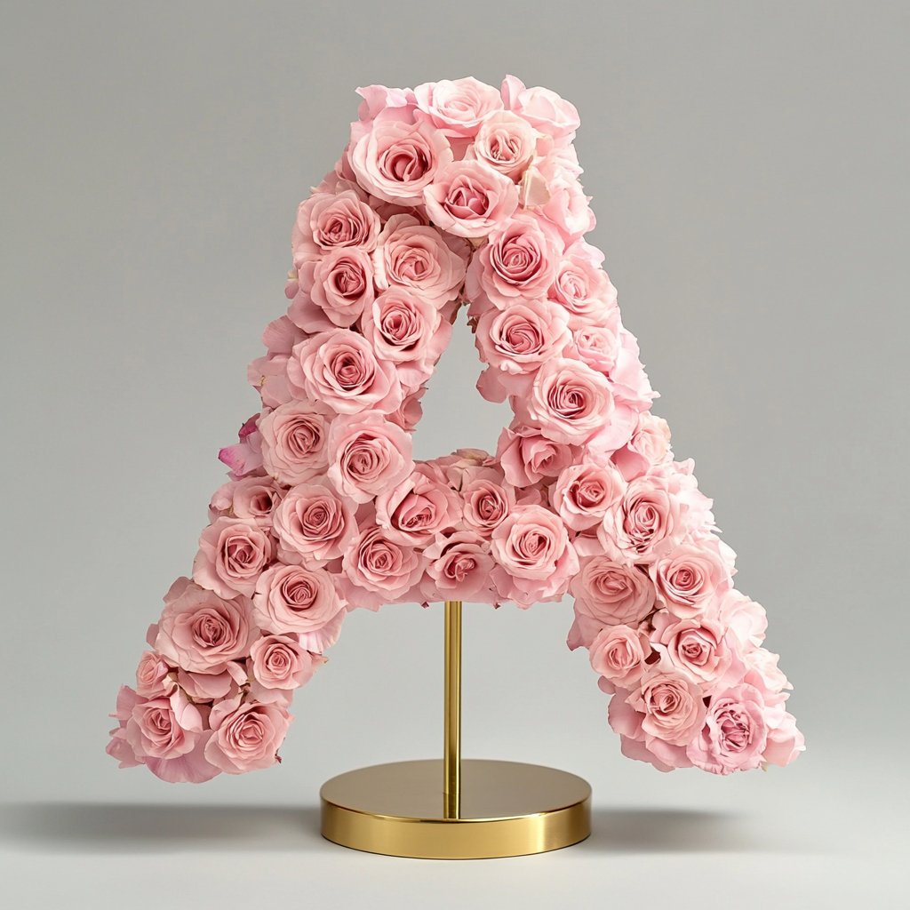 Aphrodite Pink Rose Letter A Lamp - Imaginary Worlds