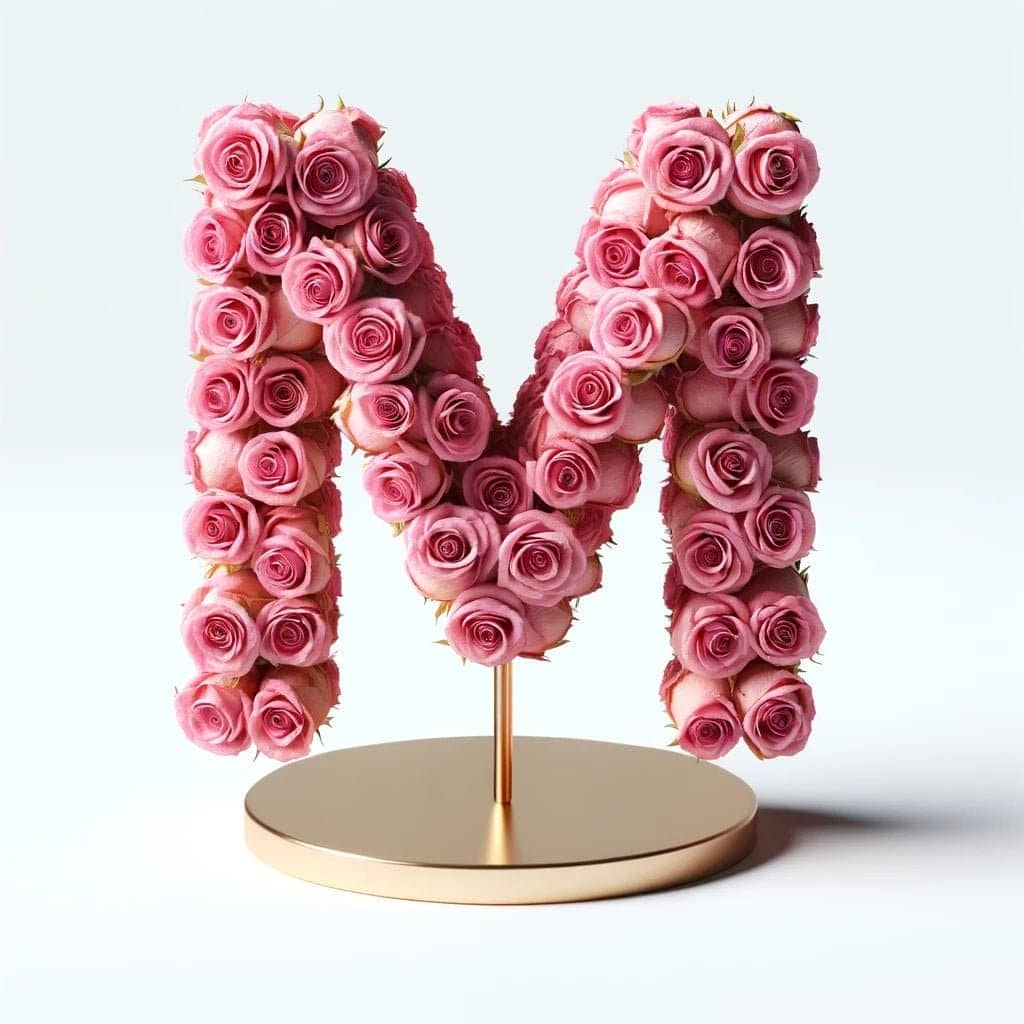 Aphrodite Pink Rose Letter M Lamp - Imaginary Worlds