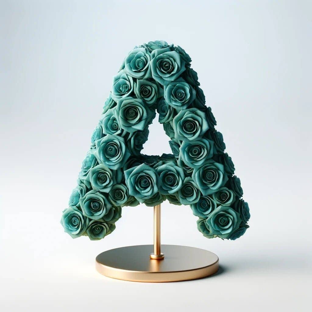 Aphrodite Teal Rose Letter A Lamp - Imaginary Worlds