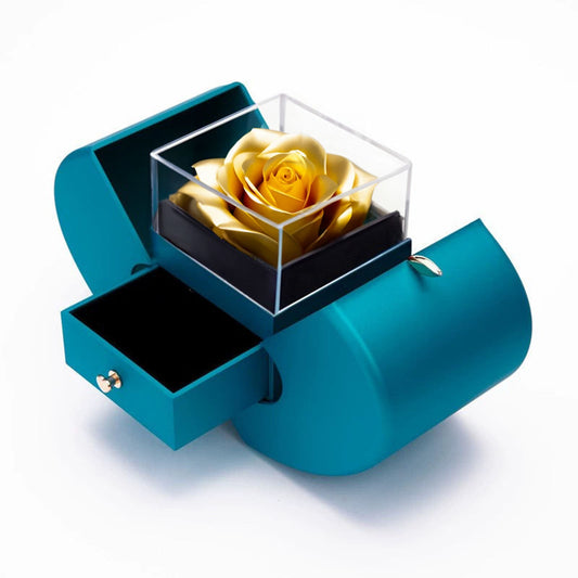 Apple Gift Box Eternal Love: Blue and Golden Rose Edition - Imaginary Worlds