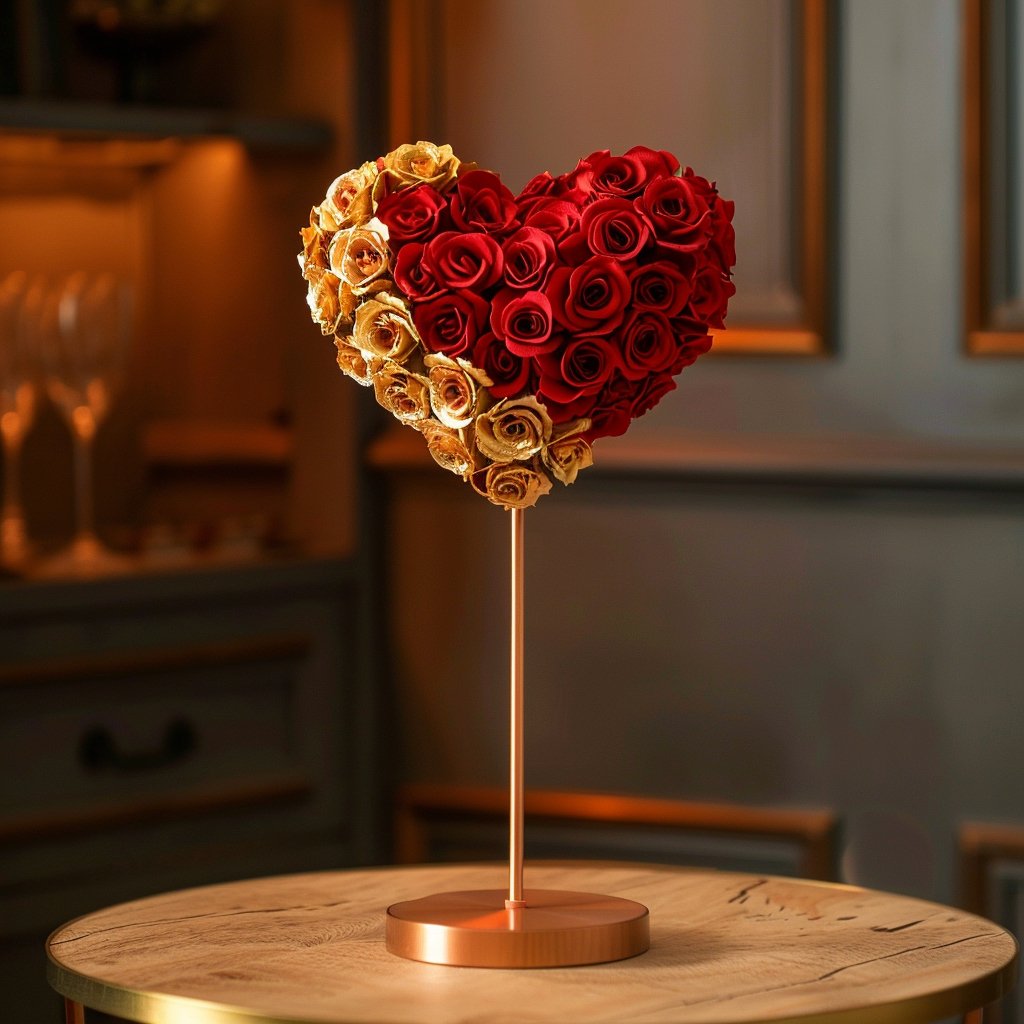 Ares and Aphrodite Mixed Rose Heart Lamp - Imaginary Worlds