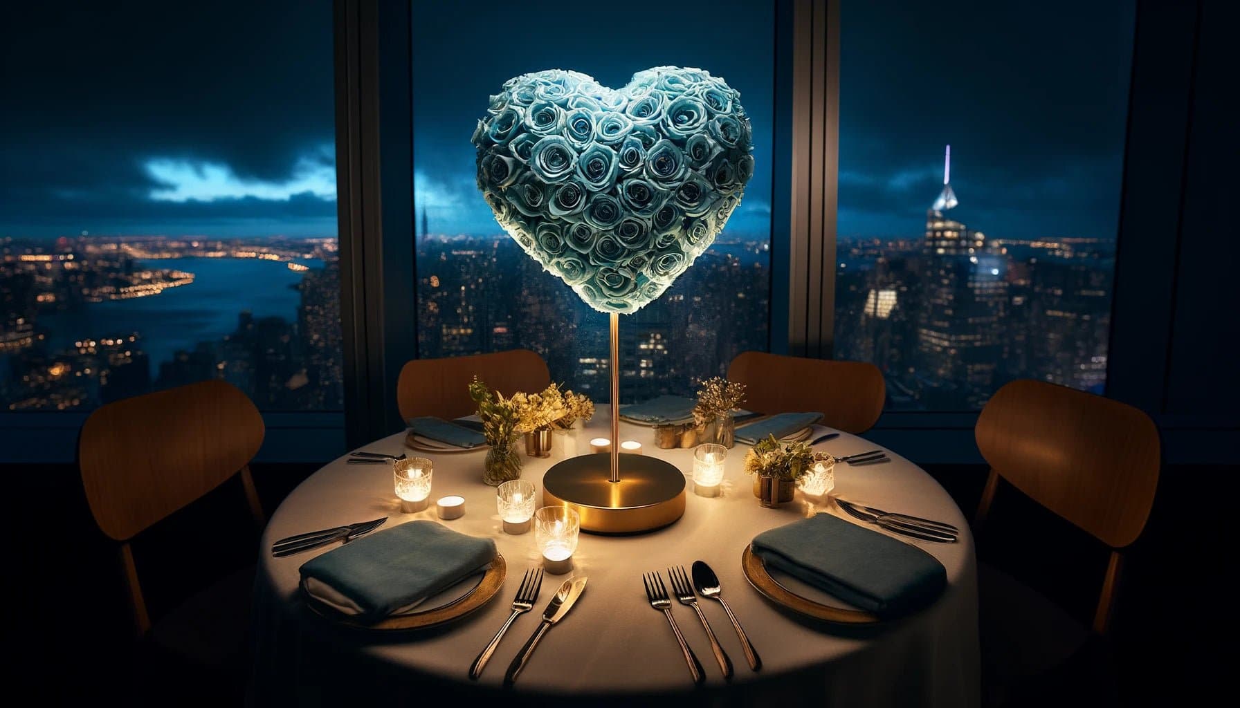 Baby Blue Rose Heart Lamp - Imaginary Worlds