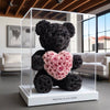 Black Rose Bear with Pink Roses Heart - Imaginary Worlds