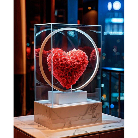 Blooming Heart: 3D Heart-Shaped Flower Lamp - Imaginary Worlds