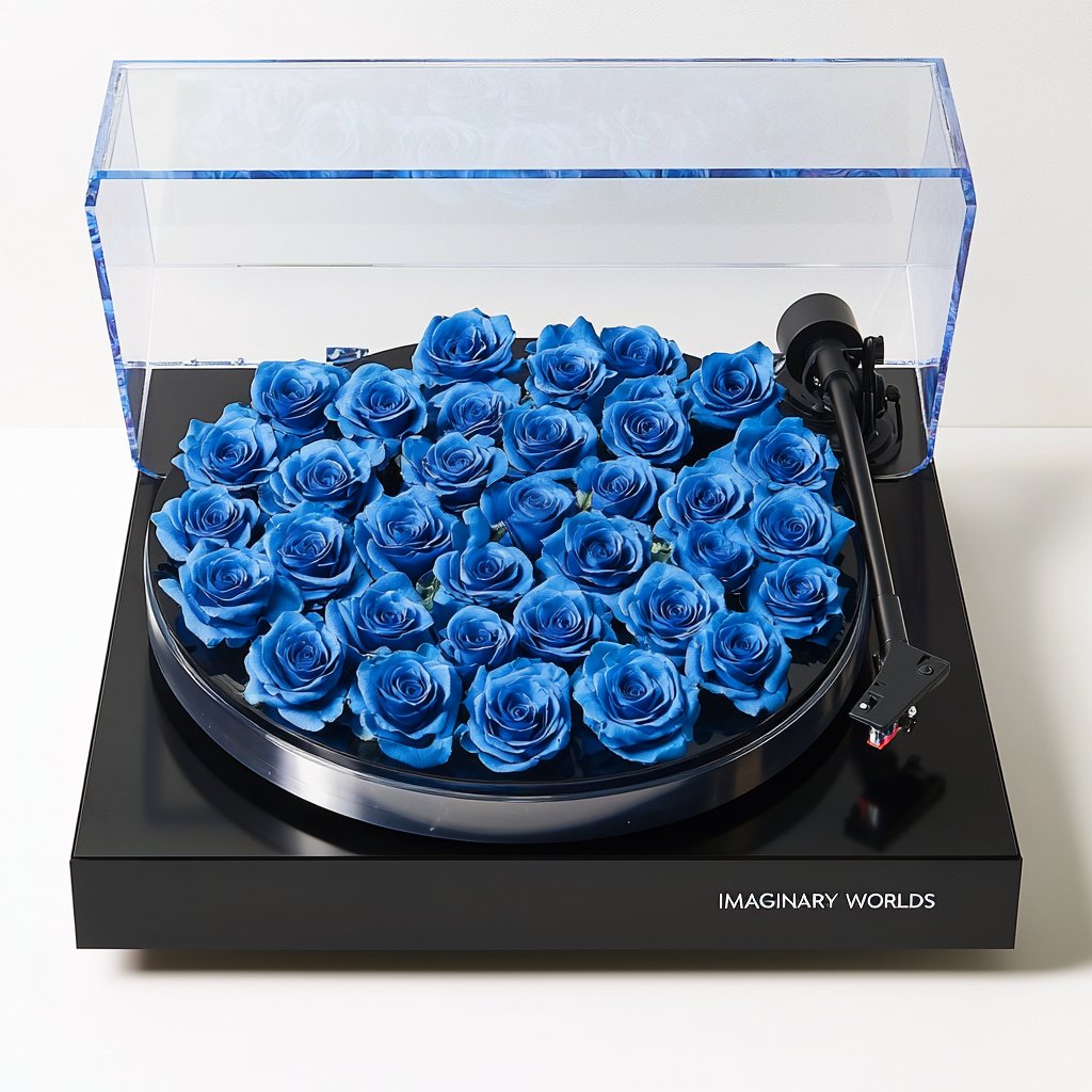 Blue Roses Audio Cover Blue Rose Vinyl Speaker – Preserved Roses at Imaginary Worlds