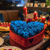 Blue Roses in Heart-Shaped Velvet Box - Imaginary Worlds