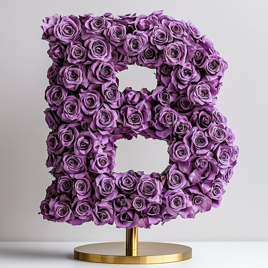 Boreas Purple Rose Letter B Lamp - Imaginary Worlds