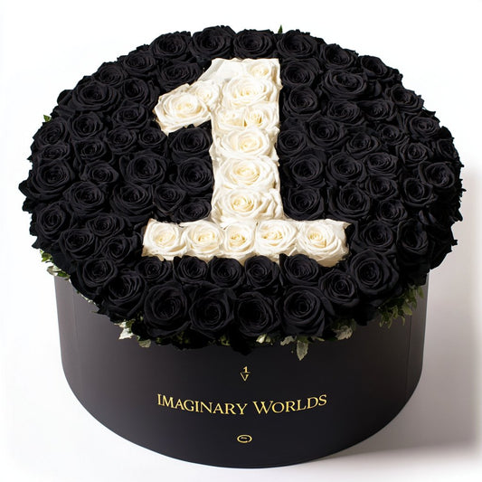 Custom Black and White Numeric Rose Box - Imaginary Worlds