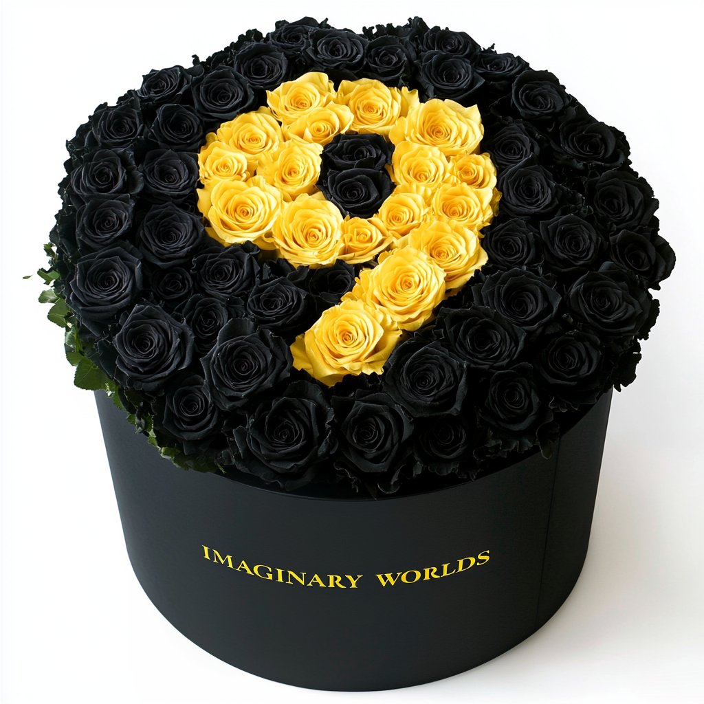 Custom Noir Love Box with Yellow Rose Accents - Imaginary Worlds