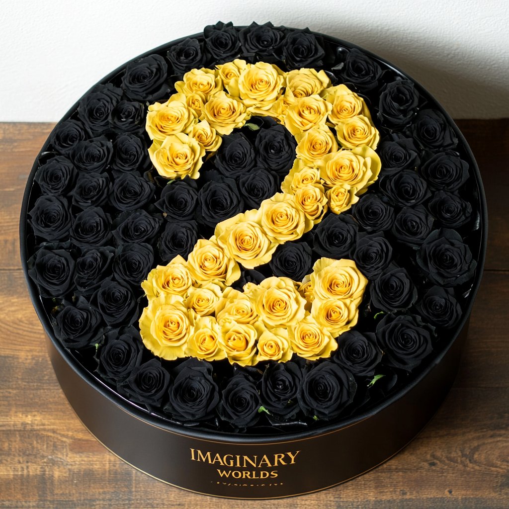 Custom Noir Love Box with Yellow Rose Accents - Imaginary Worlds