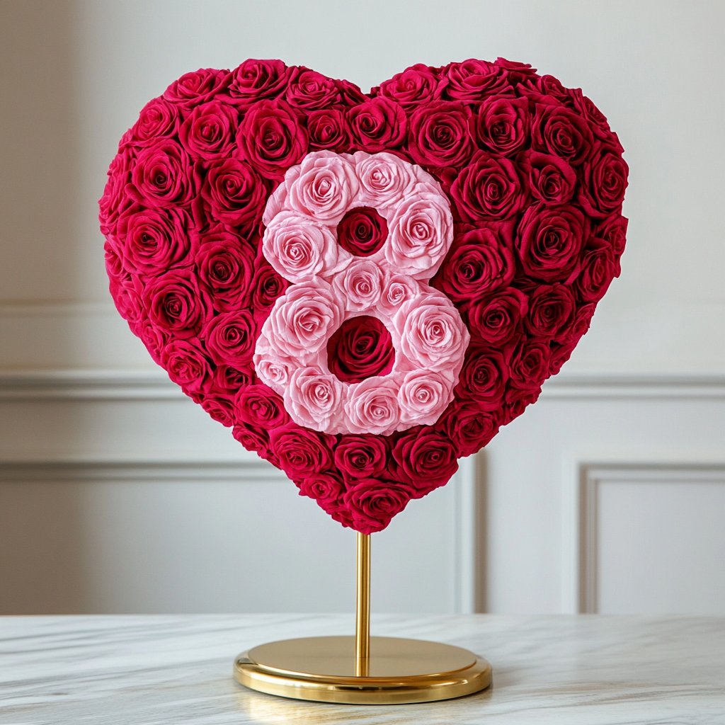 Custom Red Heart Rose Lamp with Color '8' - Imaginary Worlds