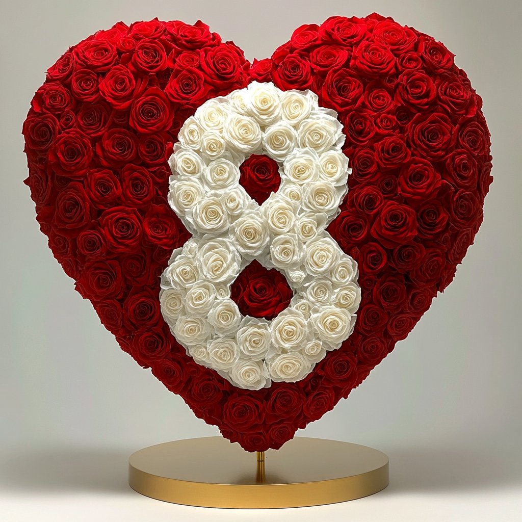 Custom Red Heart Rose Lamp with Color '8' - Imaginary Worlds