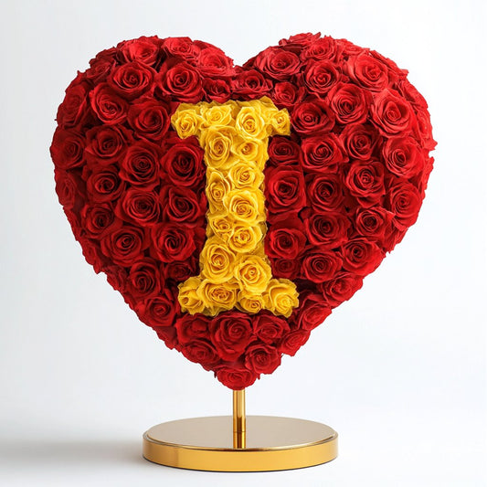 Custom Red Heart Rose Lamp with Color 'I' - Imaginary Worlds