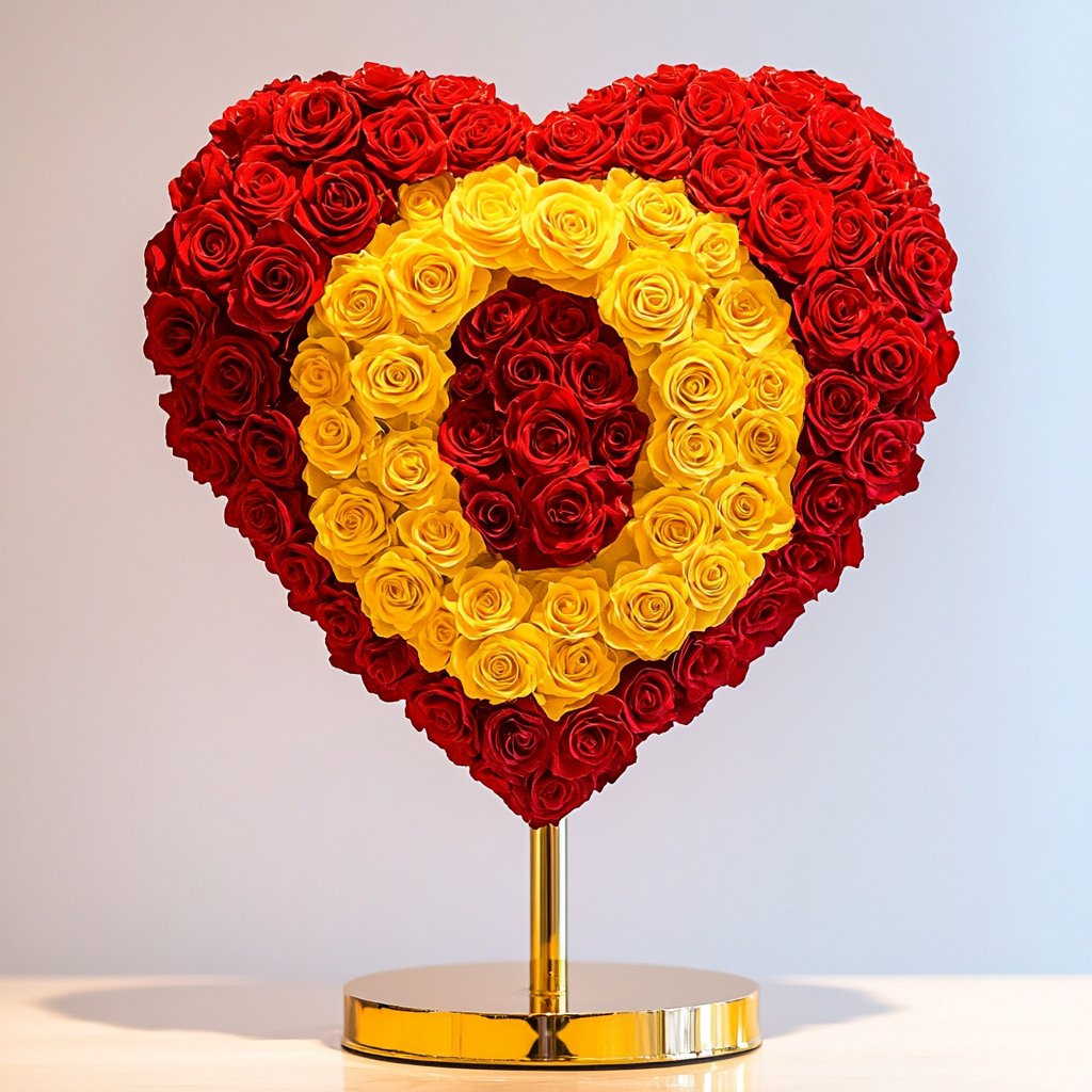 Custom Red Heart Rose Lamp with Color 'O' - Imaginary Worlds