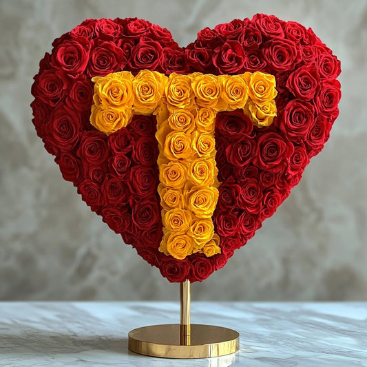 Custom Red Heart Rose Lamp with Color 'T' - Imaginary Worlds