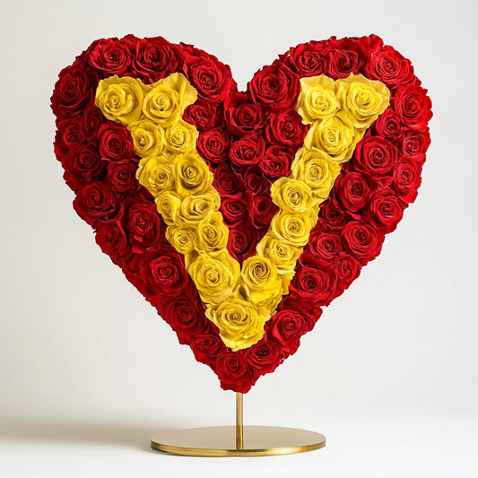 Custom Red Heart Rose Lamp with Color 'V' - Imaginary Worlds