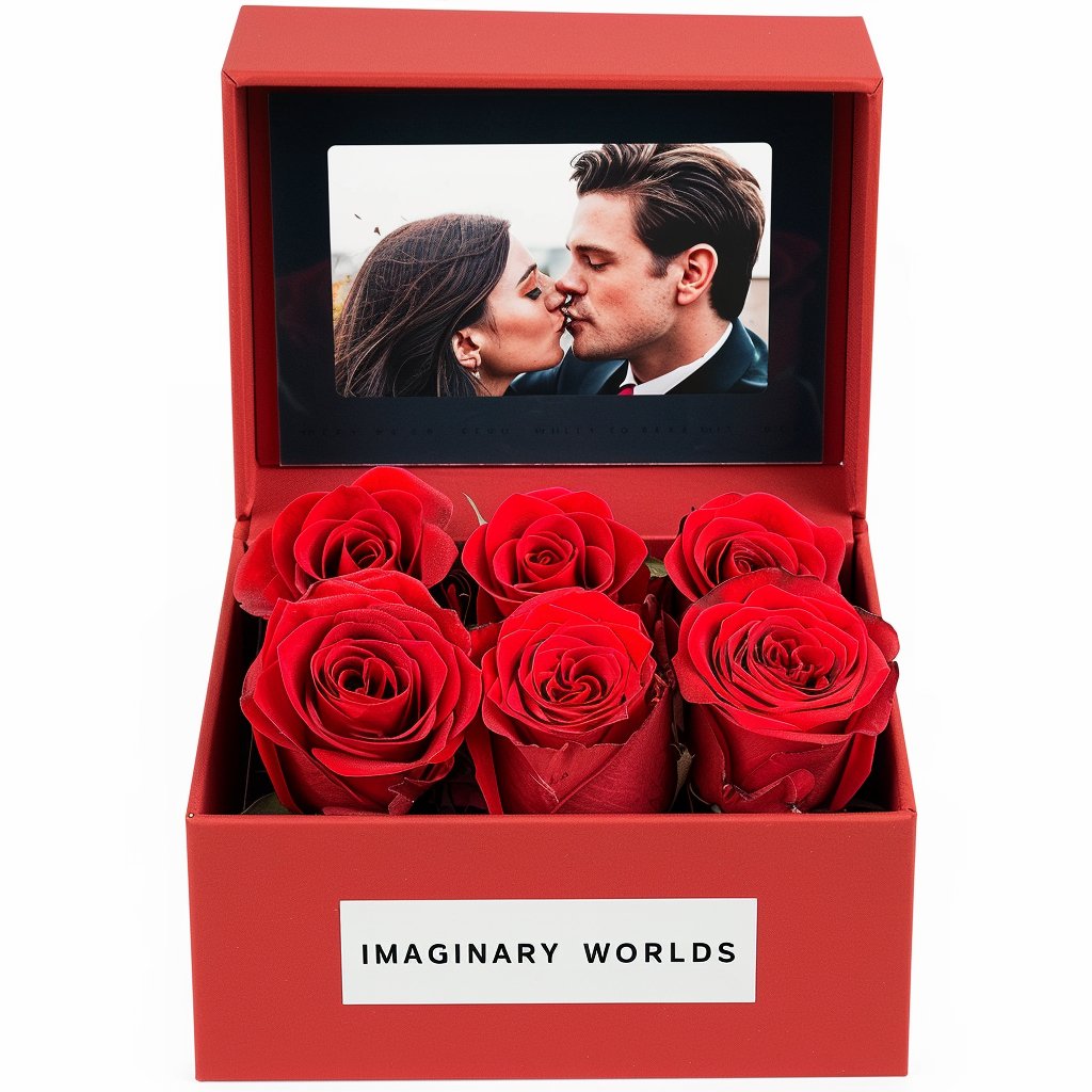 Customized Forever Red Rose Box with Photo - Imaginary Worlds