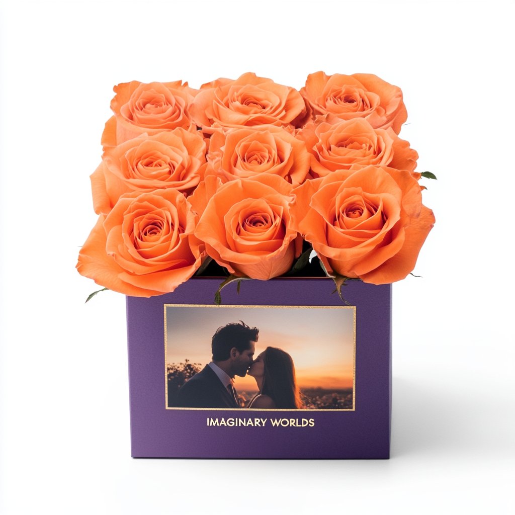 Customized Orange Infinity Roses Box with Photo - Lavender Box ...