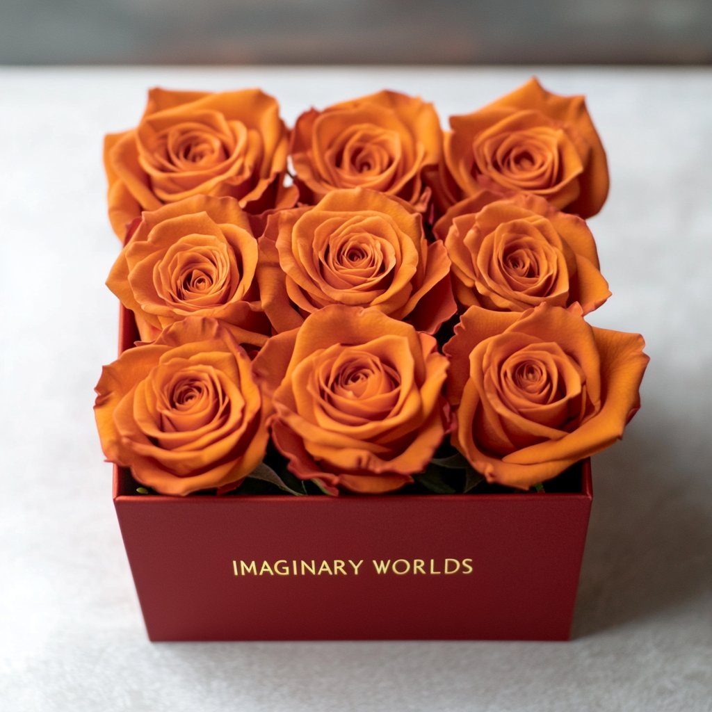 Infinity Roses Card Customized Orange Infinity Roses Box with Photo - Red Box – Preserved ...