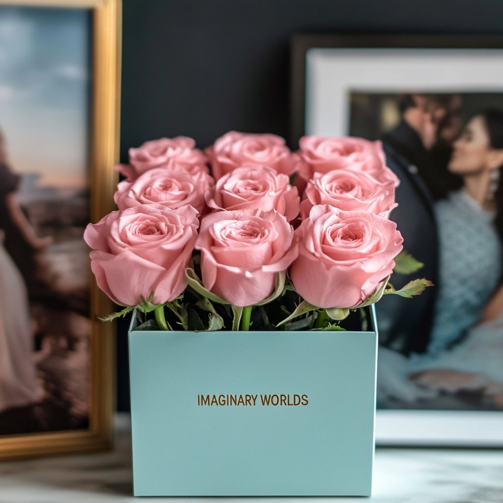 Pink Infinity Roses Customized Pink Infinity Roses Box with Photo - Tiffany Blue Box ...