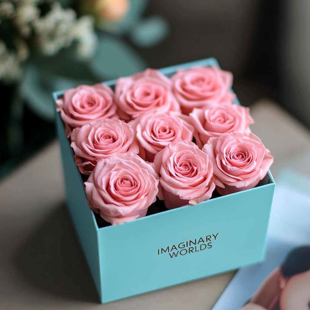 Pink Infinity Roses Customized Pink Infinity Roses Box with Photo - Tiffany Blue Box ...
