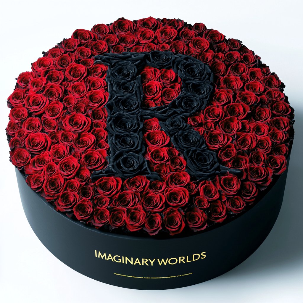 Red Ramo Customized Red and Black Ramo Buchon – Preserved Roses at Imaginary Worlds