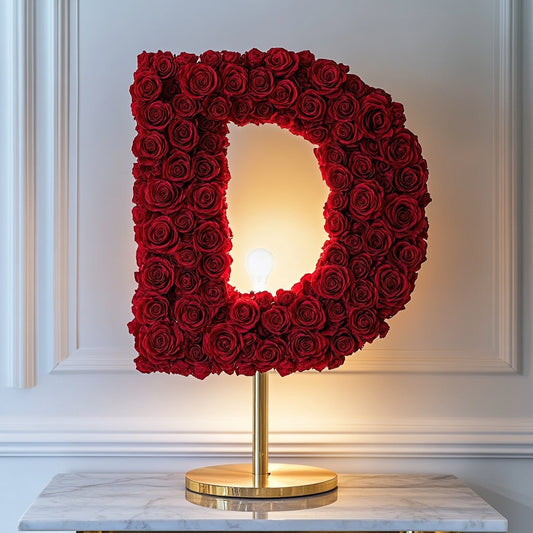 Demeter Red Rose Letter D Lamp - Imaginary Worlds