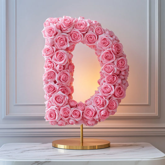 Dionysus Pink Rose Letter D Lamp - Imaginary Worlds