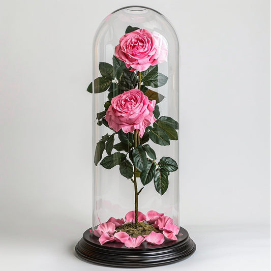 Double Rose in Glass Dome - Imaginary Worlds