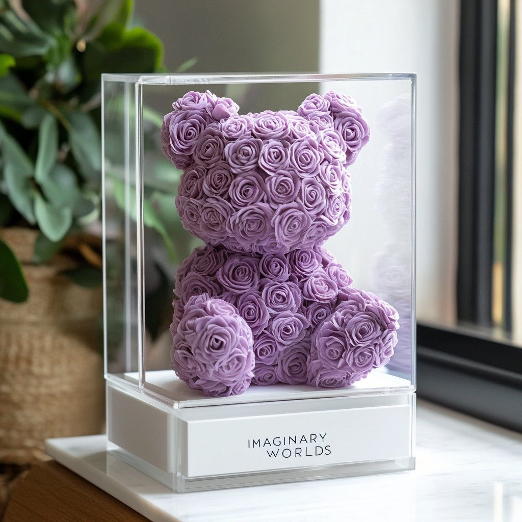 Dusty Lavender Rose Bear - Imaginary Worlds