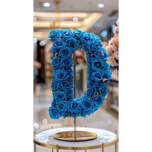 Elegant Standing Blue Rose Letter D Lamp - Imaginary Worlds