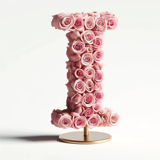 Elegant Standing Pink Rose Letter I Lamp - 3 Sizes - Imaginary Worlds