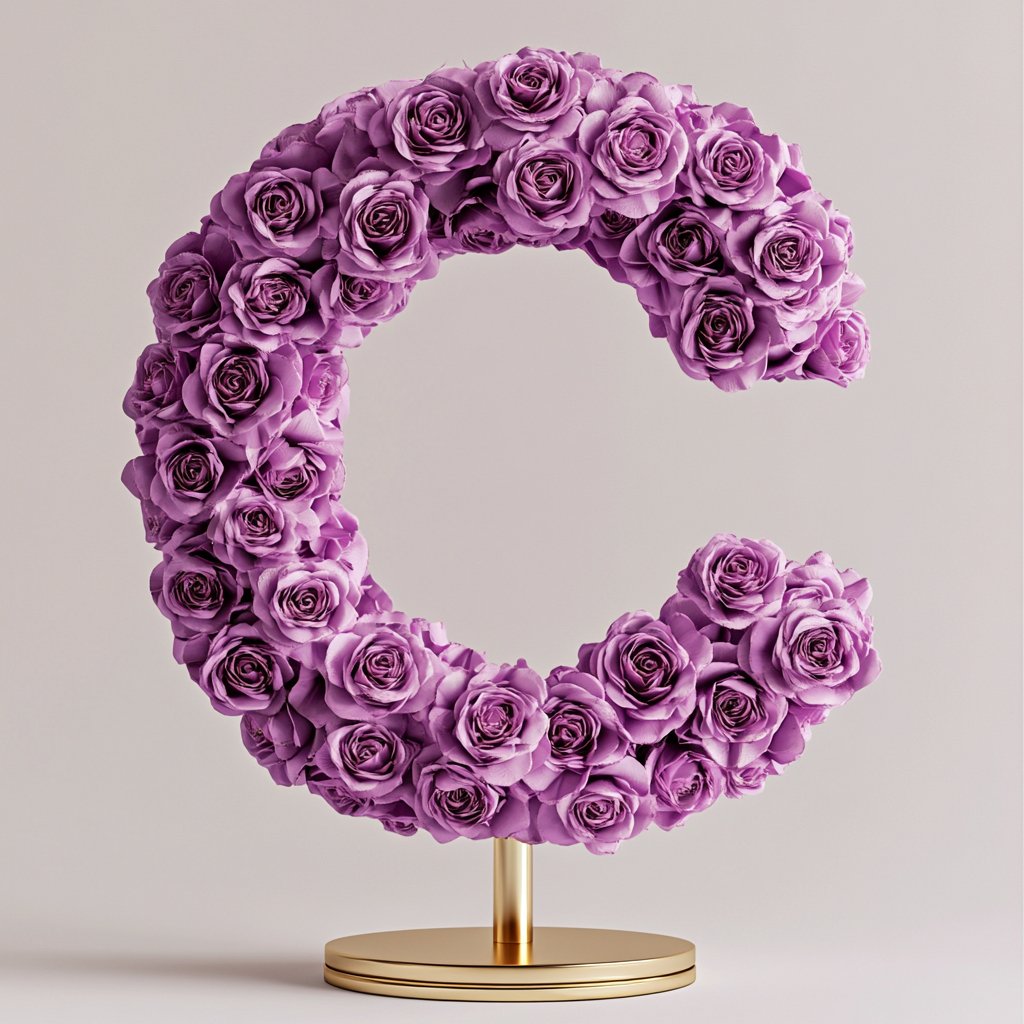 Elegant Standing Purple Rose Letter C Lamp - Imaginary Worlds