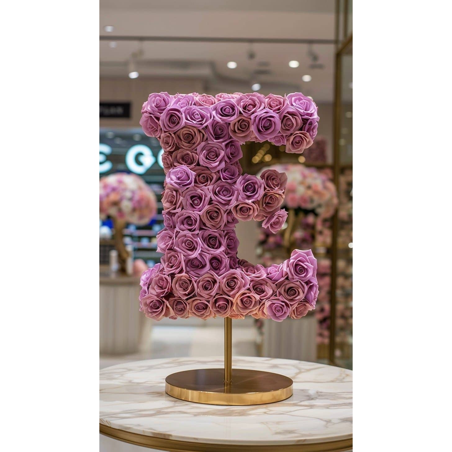 Elegant Standing Purple Rose Letter E Lamp - Imaginary Worlds