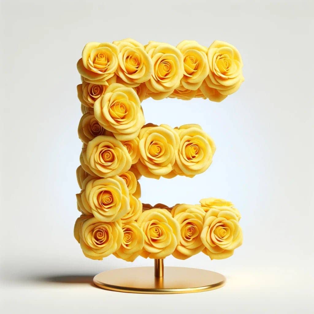 Elegant Standing Yellow Rose Letter E Lamp - Imaginary Worlds