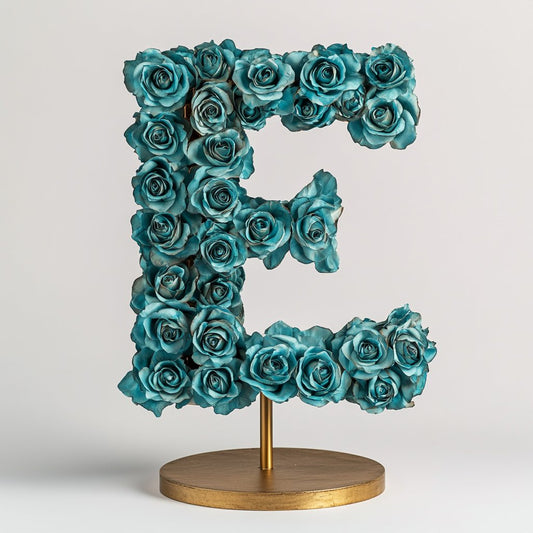 Eris Teal Rose Letter E Lamp - Imaginary Worlds