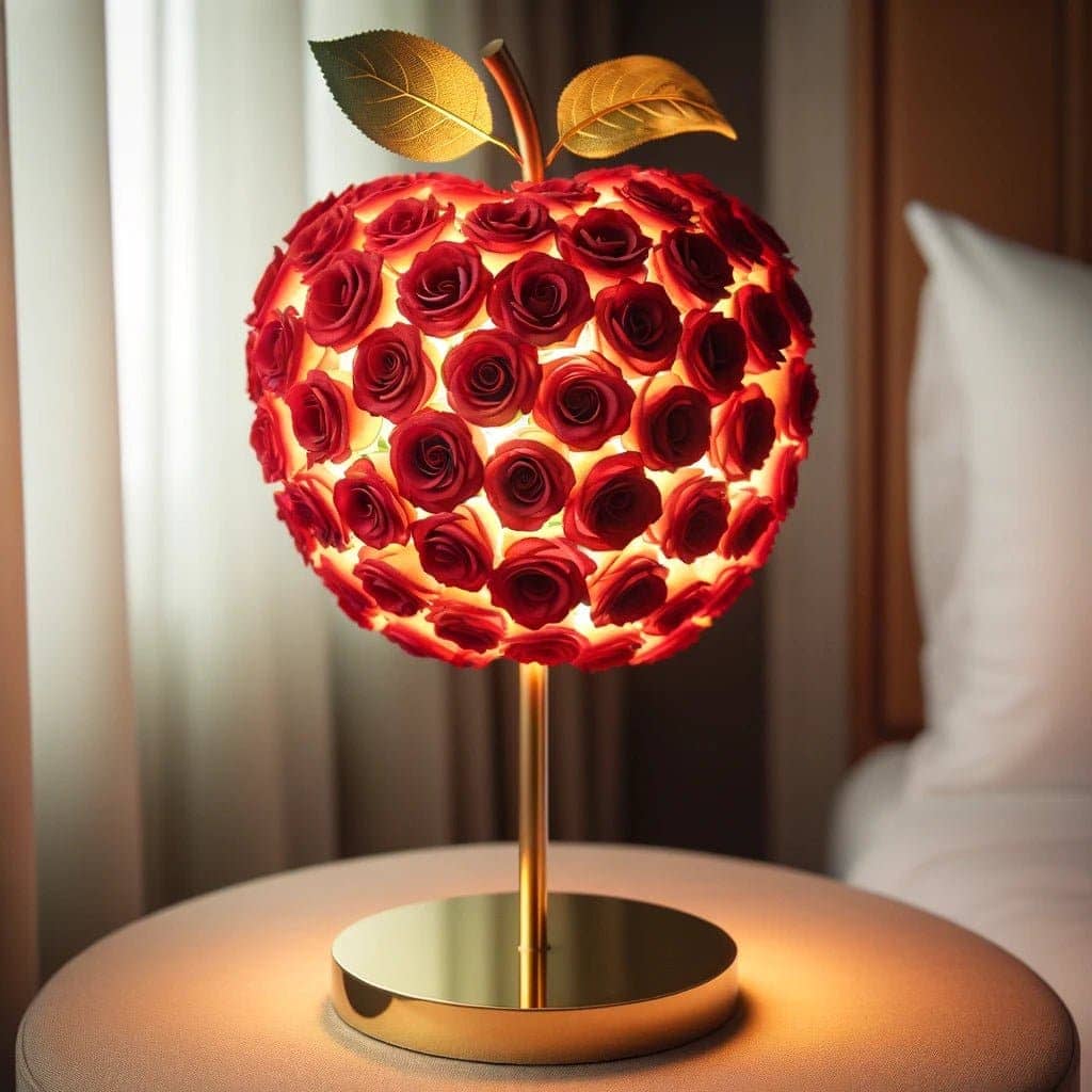 Eternal Glow Apple Lamp: Red & Gold Edition - Imaginary Worlds