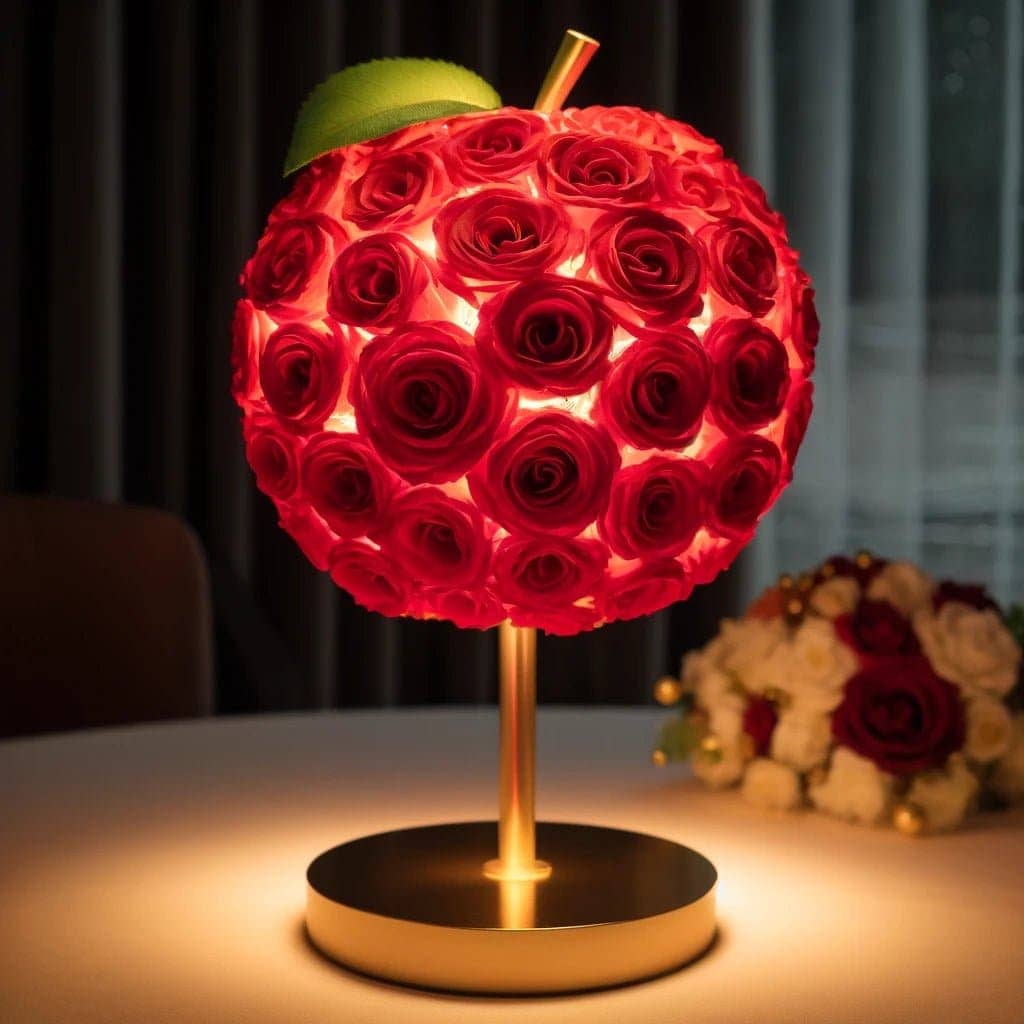 Eternal Glow Apple Lamp: Red & Gold Edition - Imaginary Worlds