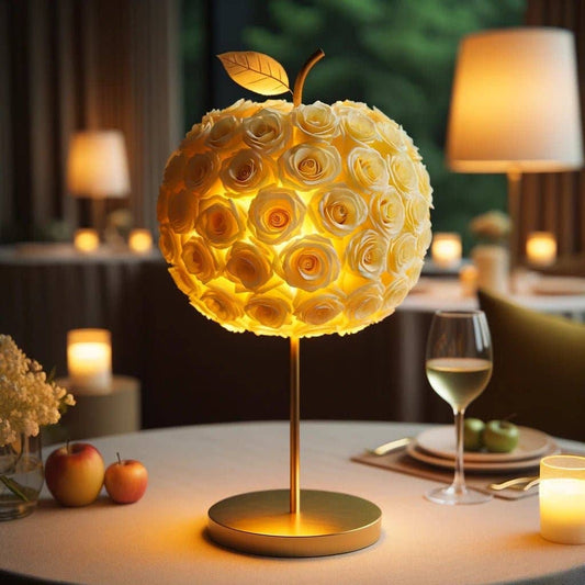 Eternal Glow Apple Lamp: Yellow & Gold Edition - Imaginary Worlds