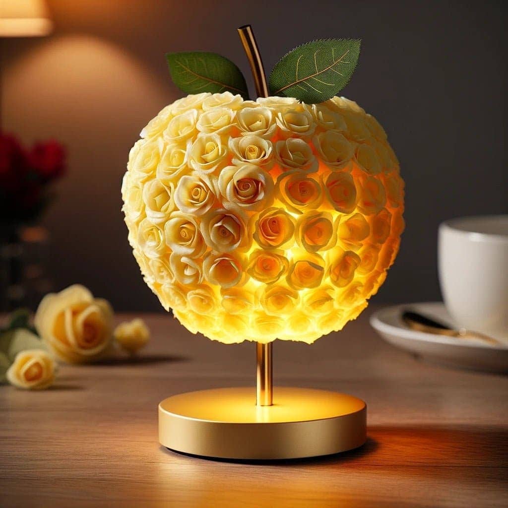 Eternal Glow Apple Lamp: Yellow & Gold Edition - Imaginary Worlds