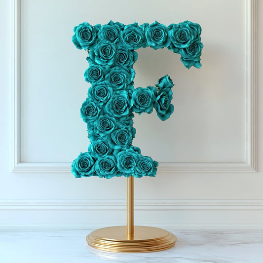 Fortuna Teal Rose Letter F Lamp - Imaginary Worlds