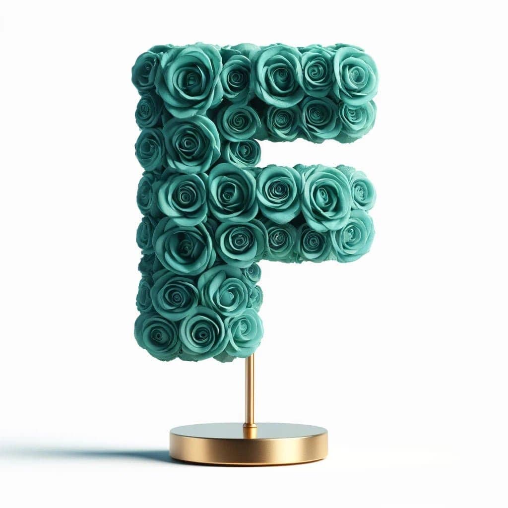 Fortuna Teal Rose Letter F Lamp - Imaginary Worlds