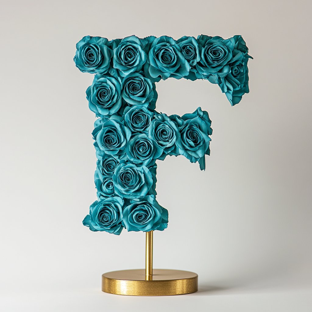 Fortuna Teal Rose Letter F Lamp - Imaginary Worlds