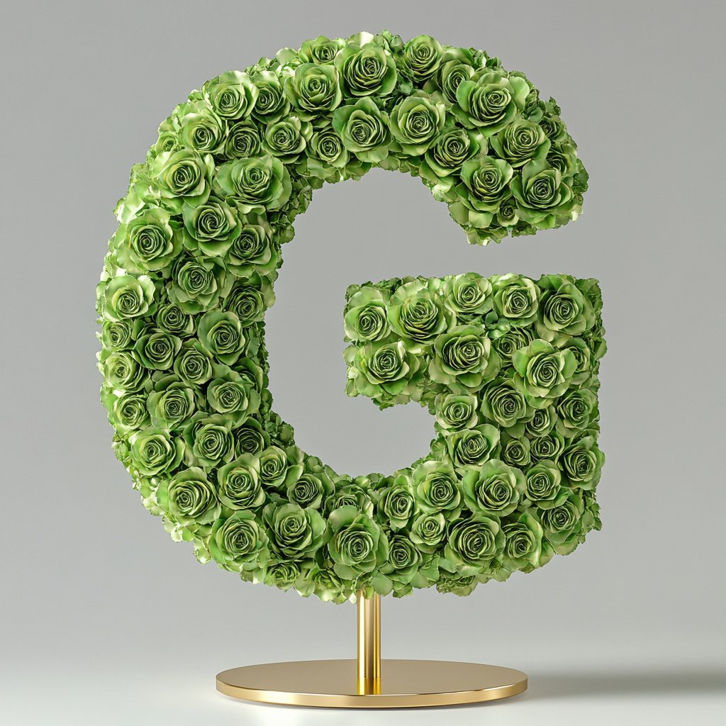 Gaia Green Rose Letter G Lamp - Imaginary Worlds