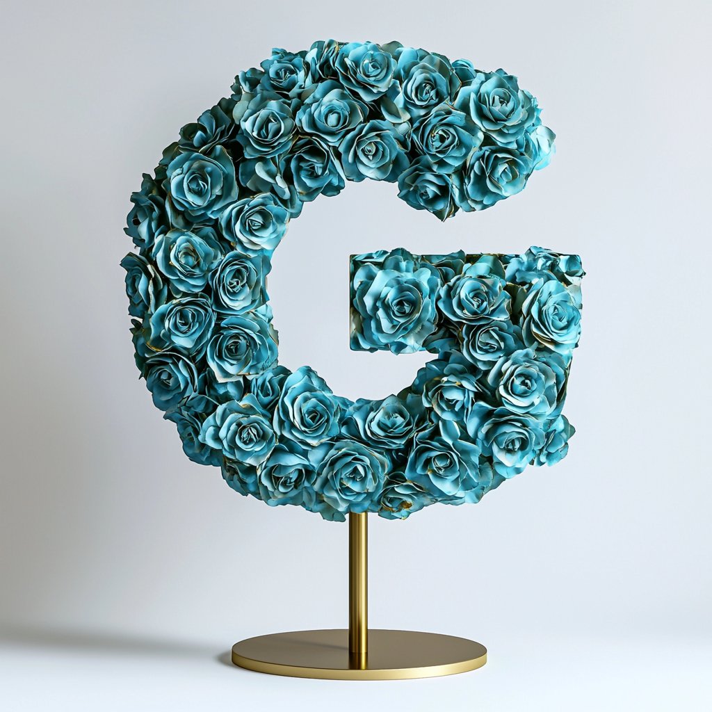 Gaia Teal Rose Letter G Lamp - Imaginary Worlds