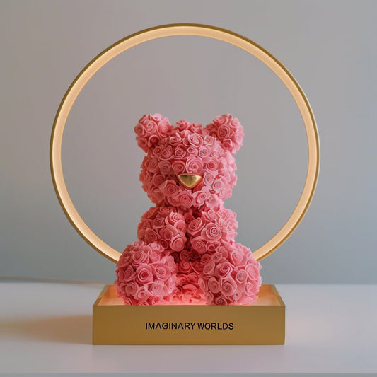 Golden Glow Rose Bear Lamp - Imaginary Worlds