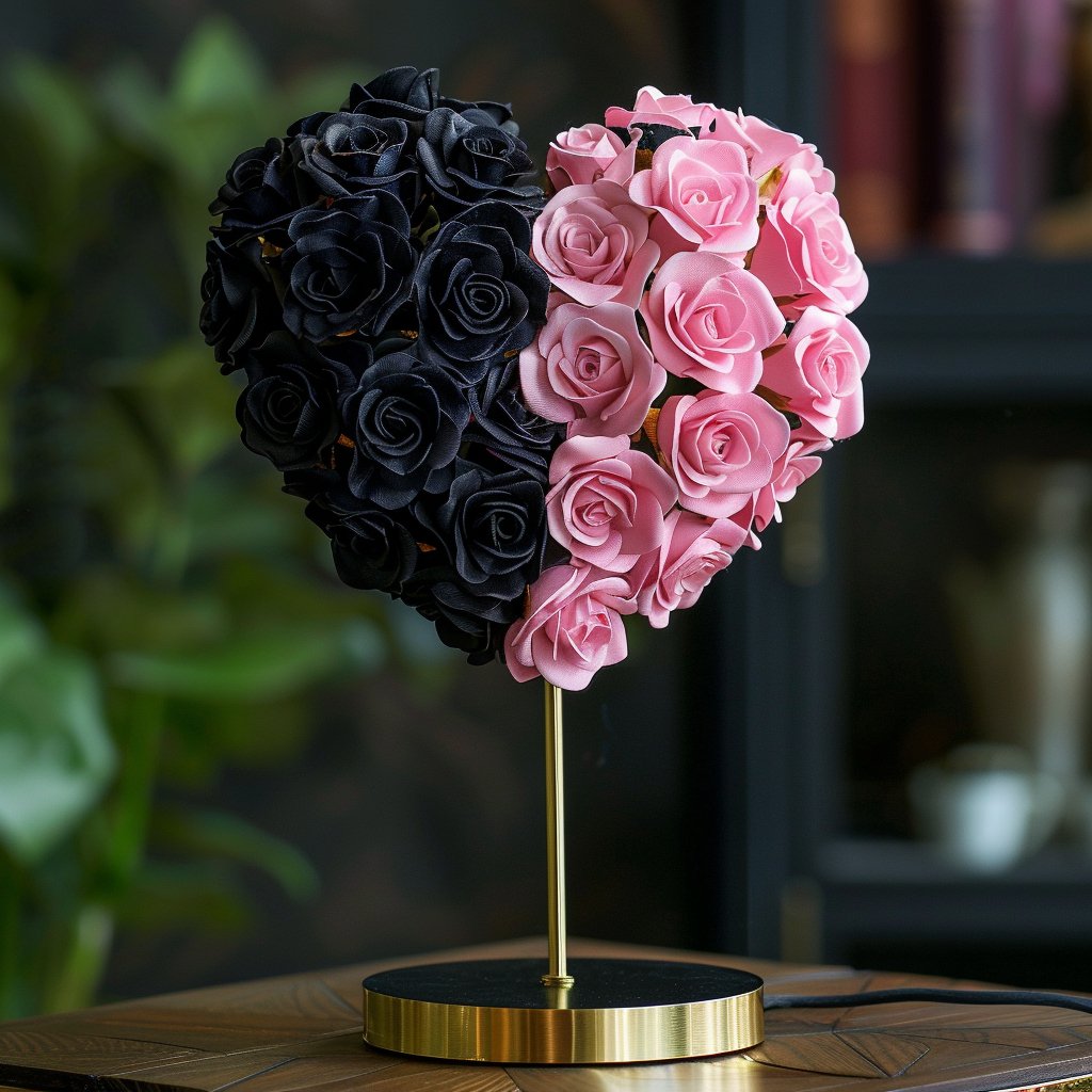 Hades and Aphrodite Mixed Rose Heart Lamp - Imaginary Worlds